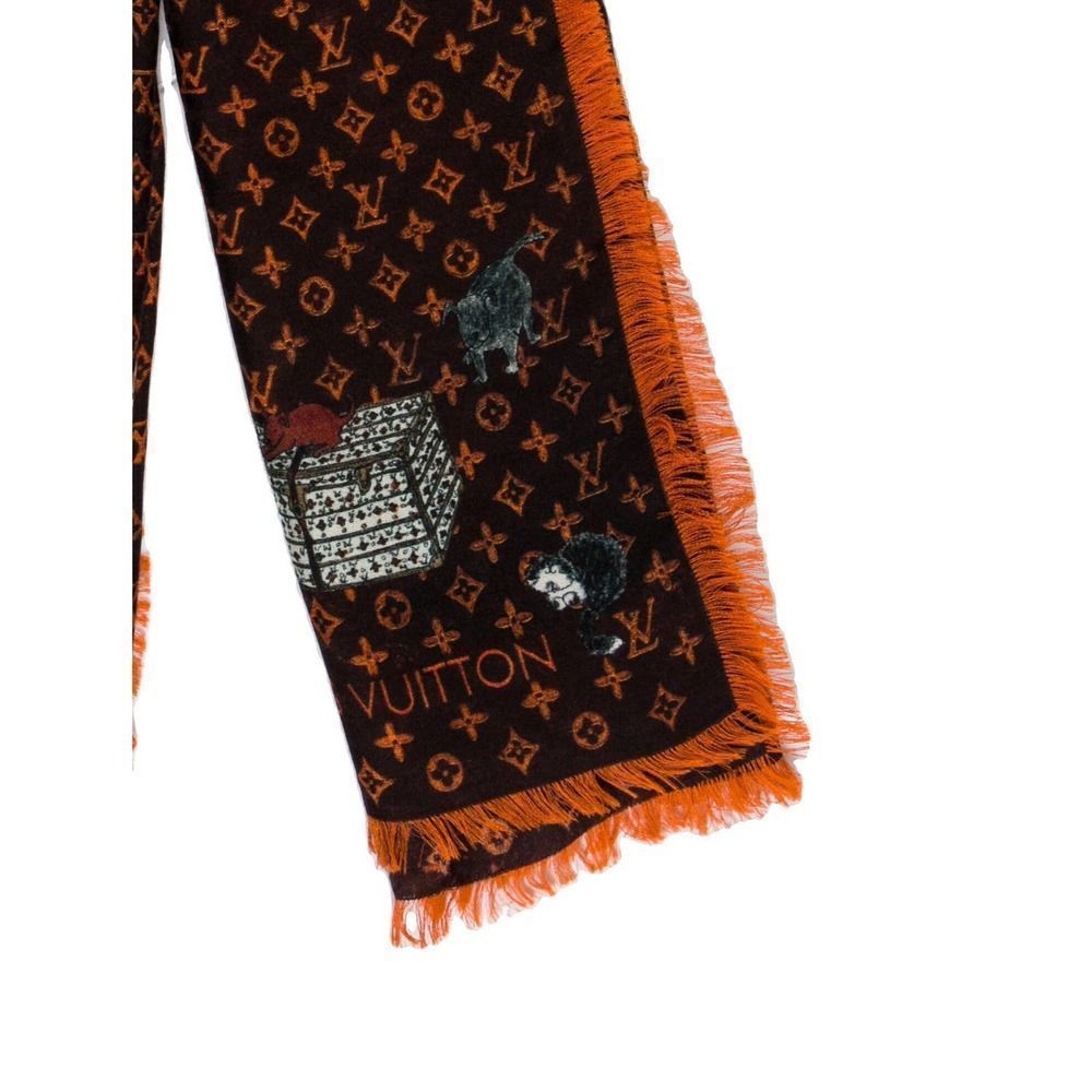 LOUIS VUITTON x Grace Coddington Catogram Silk Scarf Monogram Shawl Cat LV Scarf - Picture 2 of 10
